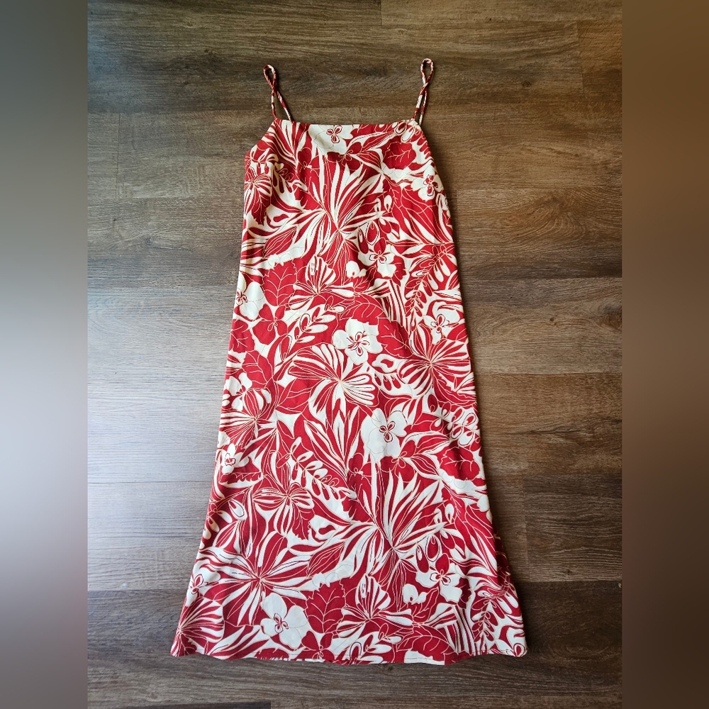 Vintage Dizaro Collection Red Floral Print Slip Dress Size Large